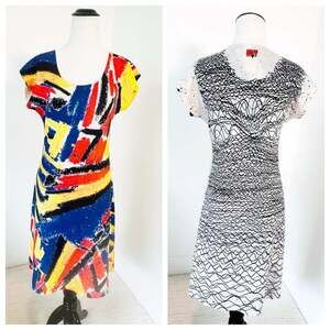 ANIMAPOP Reversible Mini Dress Size S Dress Made in Italy Bold Abstract Travel